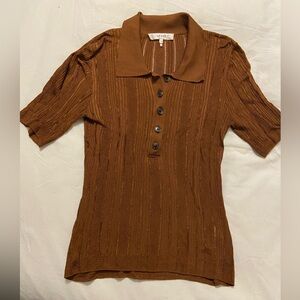 Frame Knit Sheer Collar Top